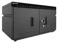 Manhattan iPad to 11" 20-bay Charging Cabinet Desktop via USB-C, Also other tablets and smartphones (with device to USB-C cable), Bays 264x22x235mm, Device charging cables not included (suggest USB-C cable 354868), Cart, Lockable, EU/UK power cords
