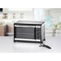 Rommelsbacher Backofen 20.BG 1055/E 18 l, Schwarz - Funktionen: Backen - Grill - Ausstattung: Backblech - Überhitzungsschutz - Gitterrost - Schalter für Unter- und Oberhitze - Breite: 43 cm - Höhe: 28 cm - Tiefe: 33.5 cm - Detailfarbe: Silber