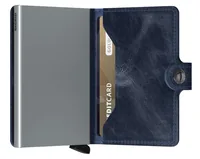SECRID Portemonnaie Miniwallet Vintage Blue - Münzfach: Nein - RFID-Schutz: Ja - Farbe: Blau - Dunkelblau - Material: Leder - Aluminium - Verschluss: Druckknöpfe - Slider