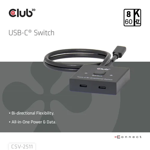 CLUB3D CSV-2511 répartiteur vidéo USB Type-C 2x DisplayPort