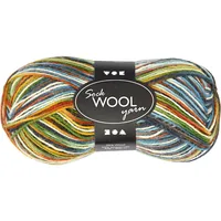Creativ Company Wolle 50 g für Socken, Multicolor - Packungsgrösse: 50 Stück - Länge: 200 m - Material: Nylon - Wolle - Detailfarbe: Mehrfarbig - Waschbar bei: 30 °C - Nadelstärke: 2 mm