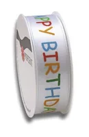 Pattberg Geschenkband Happy Birthday 25 mm x 3 m - Detailfarbe: Mehrfarbig - Weiss - Breite: 25 mm - Länge: 3 m - Band-Art: Geschenkband