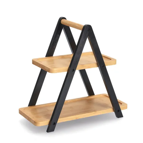 Zeller Present Etagere Nature/Schwarz - Produkttyp: Etagere - Materialtyp: Holz - Material: Holz - Detailfarbe: Nature - Schwarz - Anzahl Etagen: 2 × - Stapelbar: Keine Angaben