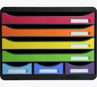 EXACOMPTA Schubladenbox Store-Box Mini 307798D schwarz/Regenbogen, 7 Schubl.