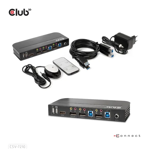 CLUB3D CSV-7210 Tastatur/Video/Maus (KVM)-Switch Schwarz