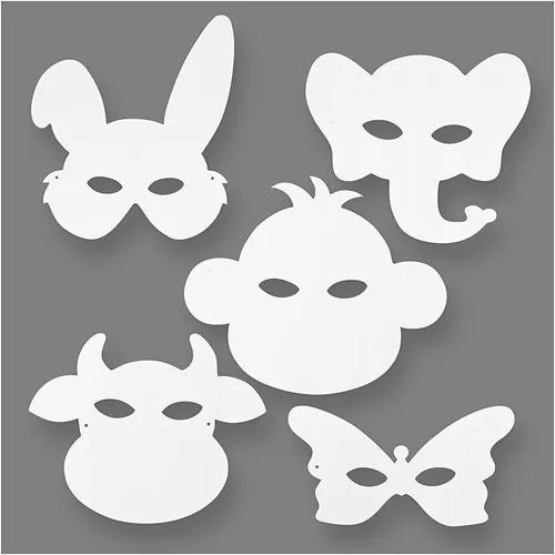 Creativ Company Partyaccessoire Tier-Masken 16 Stück - Packungsgrösse: 16 Stück - Produkttyp: Maske - Material: Karton - Detailfarbe: Weiss - Motto: Tier