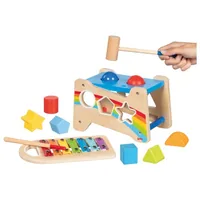 Goki Hammerbank mit Xylophon und Sortierfunktion 21.5 x 13.8 cm - Altersempfehlung ab: 1 Jahr - Material: Holz - Metall - Nachhaltigkeit: Nicht angegeben - Detailfarbe: Mehrfarbig
