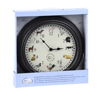 Esschert Design Gartenuhr mit Bauernhoftiergeräuschen ø 30 cm, Mehrfarbig - Uhrtyp: Analog - Betriebsart: Batteriebetrieb - Funksignal: Nein - Funktionen: 24-Stundenanzeige - Form: Rund - Detailfarbe: Mehrfarbig