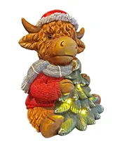 Dameco LED Hochlandrind sitzend 26 cm x 26 cm x 36 cm - Betriebsart: Batteriebetrieb - Fernbedienung: Nein - Aussenanwendung: Nein - Timerfunktion: Ja - Set: Nein - Farbe: Braun