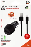 2GO USB KFZ-Ladegerät 2-teil USB-C 3.1. inkl. Kabel sw