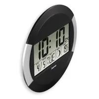 Hama Wanduhr Ischia Ø 24.5 cm, Schwarz/Silber - Form: Rund - Detailfarbe: Silber - Schwarz - Uhrtyp: Digital - Funksignal: Ja - Funktionen: Zeit - Datumsanzeige - Kalender - Mondphasenanzeige - Temperaturanzeige - Detailmaterial: Kunststoff