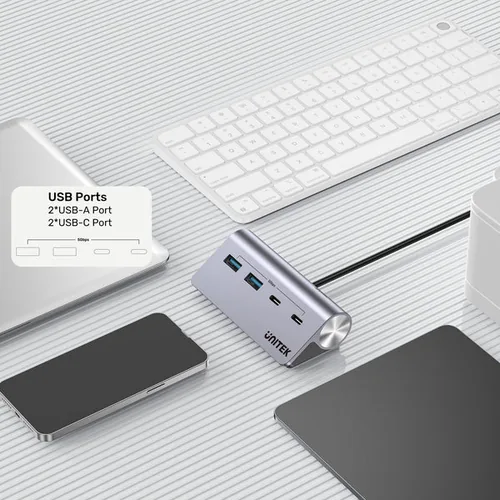 UNITEK ALUMINIUM USB-C HUB 2X USB-A 2X USB-C 5GBPS