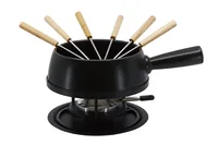 Kadastar Käsefondue-Set Medium Pure 9 Teile, Schwarz - Anzahl Personen: 6 - Materialtyp: Keramik - Material: Keramik - Betriebsart: Pastenbrenner - Kompatible Kochfelder: Glaskeramik - Gas - Elektro - Detailfarbe: Schwarz