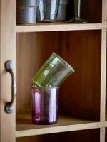 Bloomingville Trinkglas Sunil 240 ml, 2 Stück, Rot/Grün - Glas Typ: Trinkglas - Material: Glas - Detailfarbe: Grün - Rot - Höhe: 8.5 cm - Volumen: 240 ml