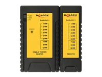 Delock Auflegewerkzeug Netzwerk Werkzeugset mit Kabeltester - Montageart: Crimpzange RJ45 (Litze) - LSA Auflegewerkzeug (Draht) - Crimpzange RJ12 (Litze) - Für Stecker: RJ45 (8 Pol) 8P2C - 8P4C - 8P6C - 8P8C - RJ12 (6 Pol) 6P6C - LSA
