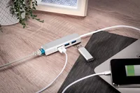 DIGITUS USB-Hub 3-Port 3.0->3xA3.0 1xLAN integr. Kabel we