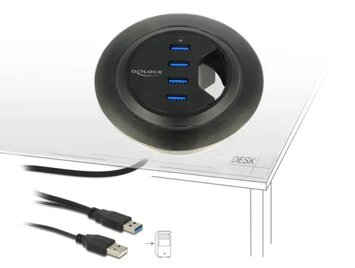 DeLOCK 62868 interface hub USB 3.2 Gen 1 (3.1 Gen 1) Type-A 5000 Mbit/s Black