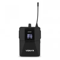 Vonyx Drahtlossystem WM552B - Wandlerprinzip: Kondensator - Bauweise: Hand-/Stativmikrofon - Richtcharakteristik: Niere - Anschlüsse: 6.3 mm Klinke - Signalverarbeitung: Digital - Betriebsart: Batteriebetrieb