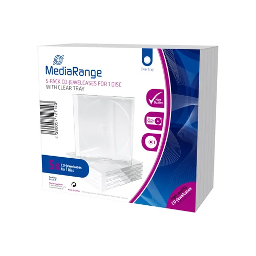 MediaRange Hülle CD / DVD Retail Pack - Produkttyp: Ersatzhüllen - Medientyp: CD - DVD - Nutzinhalt Gesamt: 1 Stück - Ausstattung: Sichtfenster - Verpackungseinheit: 5 Stück
