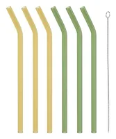 FURBER Strohhalm Glas, 6 Stück - Materialtyp: Glas - Material: Glas - Packungsgrösse: 6 Stück - Länge: 19 cm - Detailfarbe: Gelb - Grün