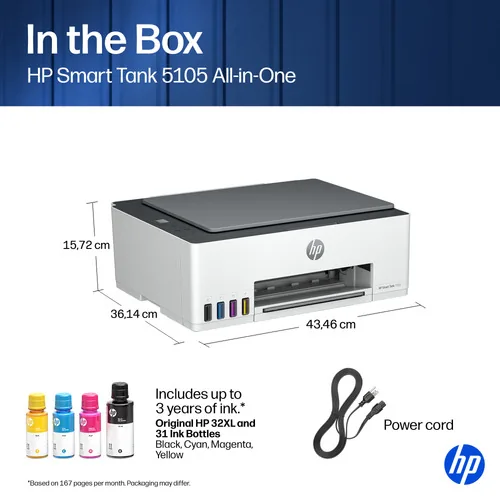 HP Smart Tank 5105 All-in-One Printer Thermal Inkjet A4 4800 x 1200 DPI 12 Seiten pro Minute WLAN