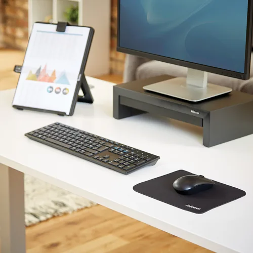 Fellowes Workplace Mausmatte Optical Mousepad Schwarz - Tiefe: 190 mm - Breite: 230 mm - Detailfarbe: Schwarz - Form: Eckig - Höhe: 6 mm - Handgelenkauflage: Nein