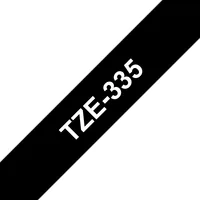 TZE-335 LAMINATED TAPE 12MM 8M WHITE ON BLACK
