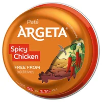 Argeta Brotaufstrich Hühnerfleisch pikant 4 x 95 g - Nährwertangabe pro: 100 g - Energiegehalt (in kj): 1291 KJ - Energiegehalt (in kcal): 312 Kcal - Fett: 29 g - Gesättigte Fettsäuren: 3.6 g - Kohlenhydrate: 2.8 g