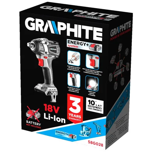 Graphite Energy+ 18V brushless impact wrench. Li-Ion. without battery