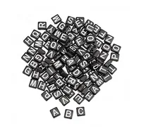 Glorex Buchstabenperlen Kunststoff, ca. 110 Stk, 5 mm, Schwarz - Packungsgrösse: 110 Stück - Durchmesser: 5 mm - Detailfarbe: Schwarz - Perlenart: Motivperlen