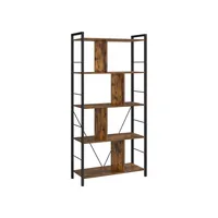 VASAGLE Bücherregal Braun/Schwarz - Eigenschaften: Keine Eigenschaft - Zertifikate: Keine Zertifizierung - Breite: 74 cm - Höhe: 150 cm - Tiefe: 30 cm - Detailfarbe: Braun - Schwarz