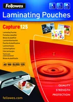 Fellowes Laminierfolie A5, 125 µm, 100 Stück, Glänzend - Mediengewicht: 125 µm - Folien Anwendungsbereich: Heisslamination - Folien Effekt: Glänzend - Papierformat: A5 - Zubehörtyp: Laminierfolie