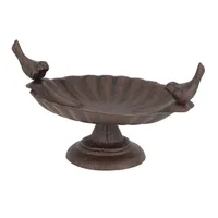 Esschert Design Birdbath on foot cast iron 2 birds