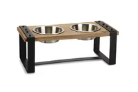 Designed by Lotte Napf-Set Karinto Braun, 2 x 0.65 l - Material: Metall - Holz - Edelstahl - Tierart: Hund - Produkttyp: Wassernapf - Futternapf