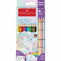 Faber-Castell Farbstifte Colour Grip Einhorn 13 Stück - Verpackungseinheit: 13 Stück - Set: Ja - Detailfarbe: Mehrfarbig - Eigenschaft-Stift: Wasservermalbar - Farbstifte & Wachsmalstifte-Art: Farbstifte - Anwender: Kinder