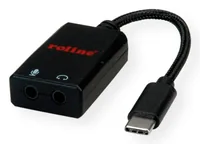 ROLINE Adapter USB Typ C - 2x 3,5mm Audio, ST/BU, 0,13 m