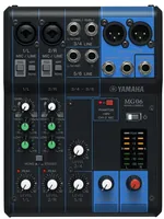 Yamaha Mischpult MG06 - 6-Kanal, analog - Powermixer: Nein - Stereoeingänge: 2 - Digitale Schnittstelle: Keine - Mic-/Linekanäle: 6 - Auxwege: 1 - Bauform: Pultform