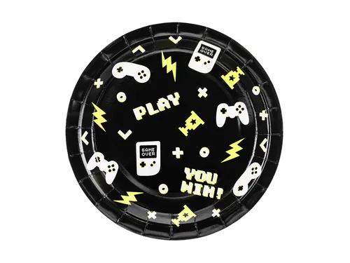 Partydeco Einwegteller Game 23 cm, 6 Stück - Produkttyp: Einwegteller - Materialtyp: Papier - Material: Pappe - Detailfarbe: Schwarz - Mehrfarbig - Verpackungseinheit: 6 Stück