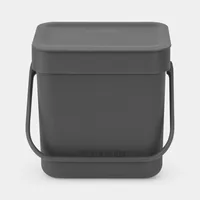 Brabantia Komposteimer Sort & Go 3 l, Grau - Fassungsvermögen: 3 l - Höhe: 17.4 cm - Anzahl Behälter: 1 - Detailfarbe: Grau - Form: Eckig - Material: Kunststoff