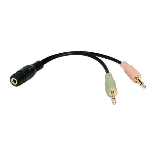 Logilink Audio-Kabel,2x3,5mm 3-PinM zu 3,5 mm 4-PinF,schw.