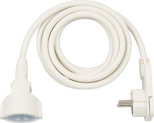 Verlängerungskabel, 1x Winkel-Flachstecker (weiß, 3 Meter)