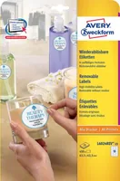 Avery Zweckform Runde Etiketten L6024REV-25 63.5 x 42.3 mm - Klebehaftung: Ablösbar - Drucker Kompatibilität: Laser - Inkjet - Anzahl Blatt: 25 × - Papierformat: A4 - Anzahl Etiketten: 450 - Etikettengrösse: 63 -5 x 42 -3 mm
