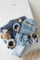 Oykami Baby Geschenkbox Blau Palermo Hirsch - Material: Plüsch - Holz - Baumwolle - Detailfarbe: Hellblau - Dunkelblau