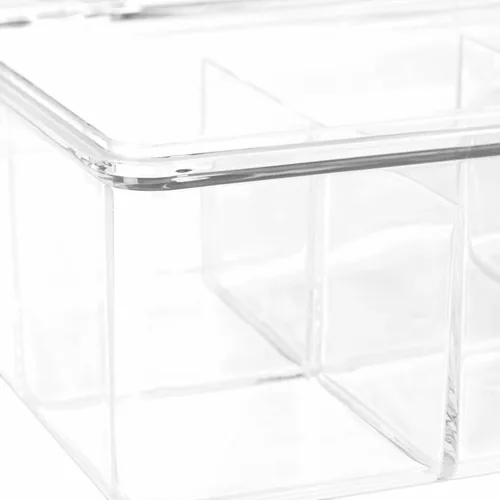 relaxdays Teebeutel-Box Transparent - Detailfarbe: Transparent - Anzahl Fächer: 6 × - Teeform: Teebeutel - Material: Kunststoff