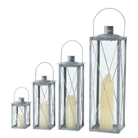 Boltze Laterne Farol 4-teilig, Transparent/Grau - Detailfarbe: Grau - Transparent - Höhe: 20 cm - 36 cm - 50 cm - 70 cm - Detailmaterial: Eisen - Glas - Metall - Grundmaterial: Glas - Metall