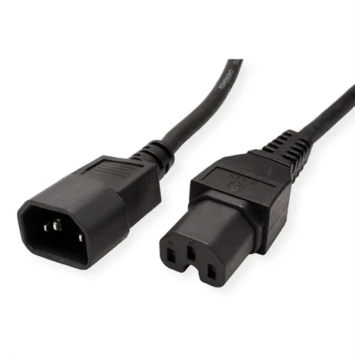 VALUE Netzkabel IEC320/C14 Stecker - C15 Buchse, H05RN-F, schwarz, 3 m