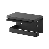 Yamazaki Toilettenpapierhalter Tower 14 x 12 x 8.5 cm, Schwarz - Befestigung: Wand - Aufhängevorrichtung: Ja - Anzahl Rollen: 0 - Detailfarbe: Schwarz - Detailmaterial: Metall - Grundmaterial: Metall
