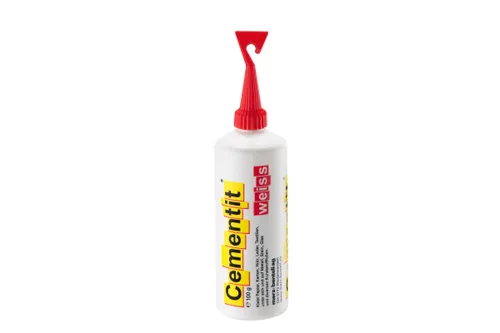 Cementit Bastelkleber 100 g Weiss mit Spachtel - Eigenschaft: Flüssig - Geeignete Oberflächen: Leder - Papier - Karton - Holz - Glas - Packungsgrösse: 1 Stück - Detailfarbe: Weiss - Art: Bastelkleber
