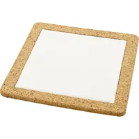 Creativ Company Untersetzer mit Korkrahmen - Verpackungseinheit: 1 Stück - Material: Porzellan - Kork - Detailfarbe: Weiss