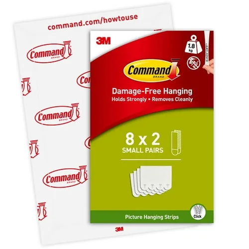 Command Montagekleber S 1.8 kg, Weiss, 8 Set - Geeignete Oberflächen: Fliesen - Holz - Universal - Metall - Packungsgrösse: 4 Stück - Detailfarbe: Weiss - Art: Klebeband
